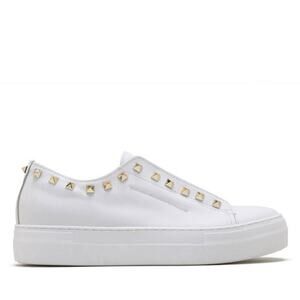 Michele Lopriore Mila White Leather Studded Sneakers Made in Italy